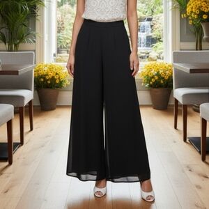 Joseph Ribkoff Vintage 90's Black Wide-Leg Chiffon Overlay Pants